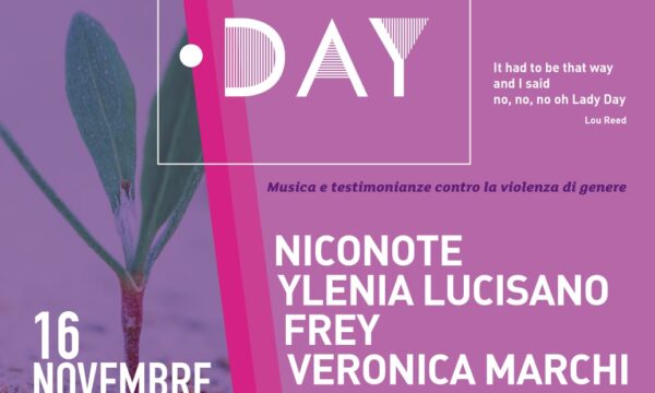 Manifesto promozionale serata Lady Day al Teatro Pazzini di Verucchio (Rimini) con NicoNote, Veronica Marchi, Ilenia Lucisano, Frey,  presenta la serata Jessica Testa